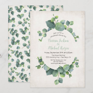 Eucalyptus Wreath Rehearsal Dinner Invitation