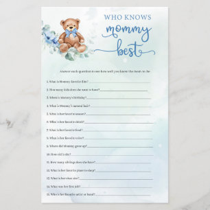 Eucalyptus Wreath Teddy Bear Boy Baby Shower game