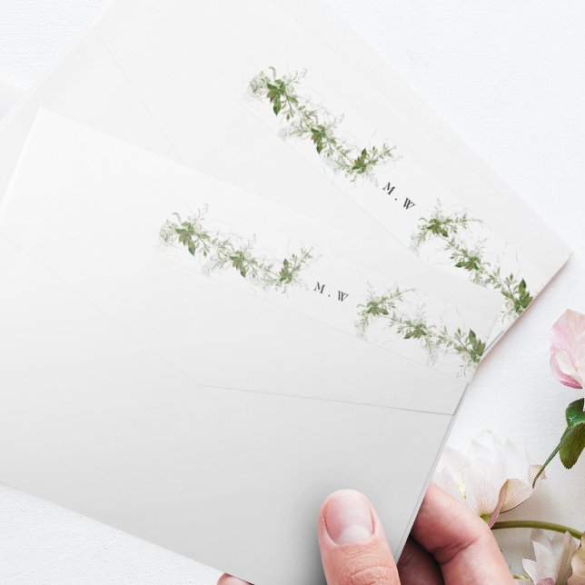 Eucalyptus Wreath Wedding Envelope Return Address Wrap Around Label (Creator Uploaded)