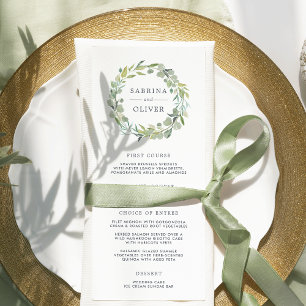 Eucalyptus Wreath Wedding Menu Card