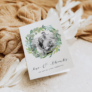 Eucalyptus Wreath   Wedding Photo Thank You Card