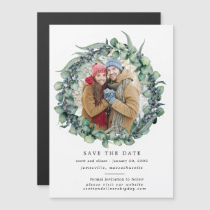 Eucalyptus Wreath Wedding Save the Date Magnetic Invitation