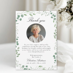 Eucalytus After Funeral Memorial Sympathy Thank You Card