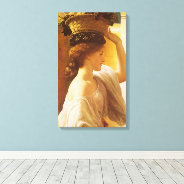 Eucharis - Girl With a Basket of Fruit by Leighton Canvas Print (Insitu(Wood Floor))
