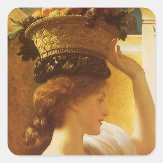 Eucharis - Girl With a Basket of Fruit by Leighton Square Sticker (Front)