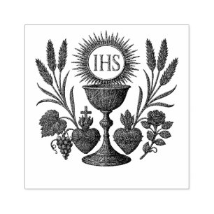 Eucharistic Chalice and IHS First Communion Rubber Stamp