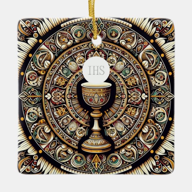Eucharistic Communion Host and Chalice 1 Ceramic Ornament (Front)