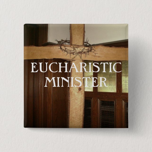 EUCHARISTIC MINISTER 2 INCH SQUARE BUTTON (Front)