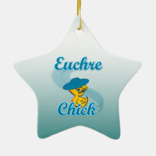 Euchre Chick #3 Ceramic Ornament