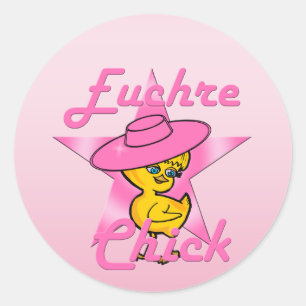 Euchre Chick #8 Classic Round Sticker