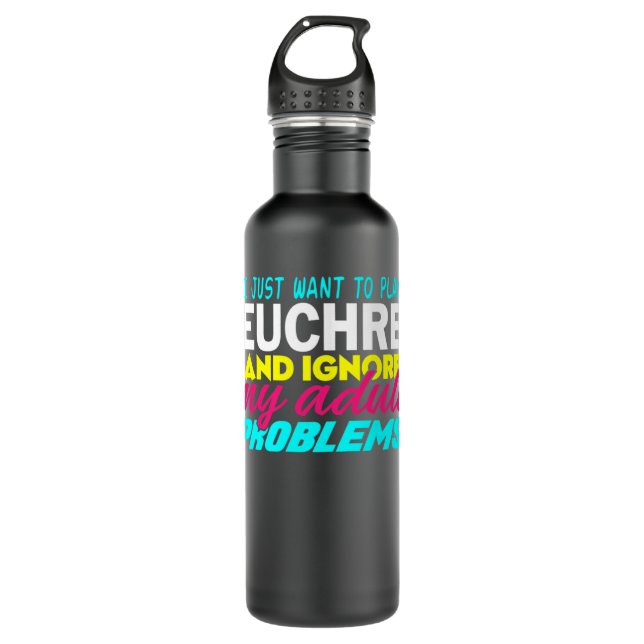 Euchre Funny Premium  710 Ml Water Bottle (Front)