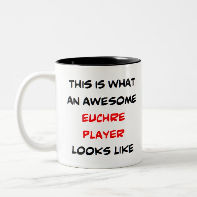 euchre player, awesome Two-Tone coffee mug (Left)