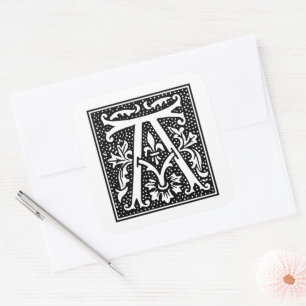 Euclid Capital Letter A on White Square Sticker