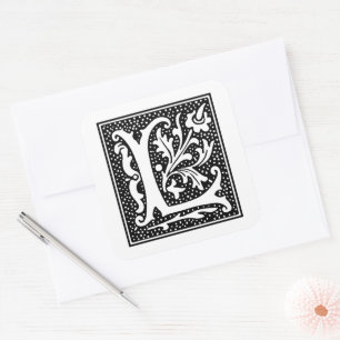 Euclid Capital Letter L on White Square Sticker
