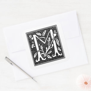 Euclid Capital Letter M on White Square Sticker