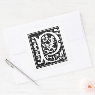 Euclid Capital Letter P on White Square Sticker