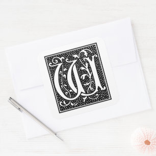 Euclid Capital Letter W on White Square Sticker
