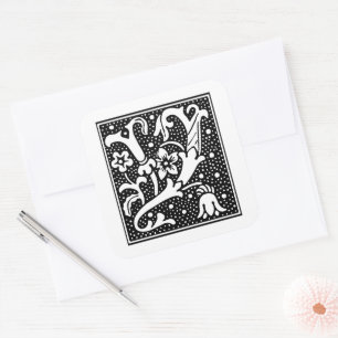 Euclid Capital Letter Y on White Square Sticker