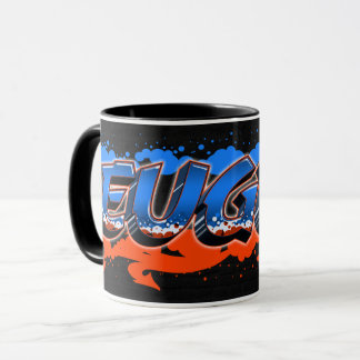 Eugen prénom Graffiti blue Tasse orange