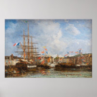 Eugene Boudin - Festival in the Harbour of Honfleu
