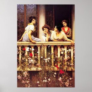Eugene de Blaas - Balcony Academicism Painting Poster