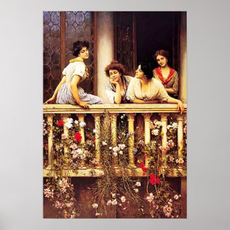 Eugene de Blaas - Balcony Academicism Painting Poster