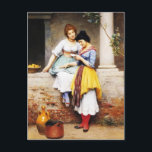 Eugene de Blaas- The Love Letter Postcard<br><div class="desc">This Academicism genre masterpiece titled,  The Love Letter is made by the famous painter,  Eugene de Blaas using oil on canvas in 1902. Among his works are La forma nuziale in sacrestia ; La tombola in Campielo a Venezia; Una scena di burattini in un educanciatu; and La Ninetta.</div>