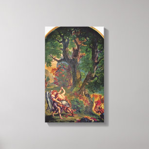 Eugene Delacroix - Jacob wrestling with angel Canvas Print