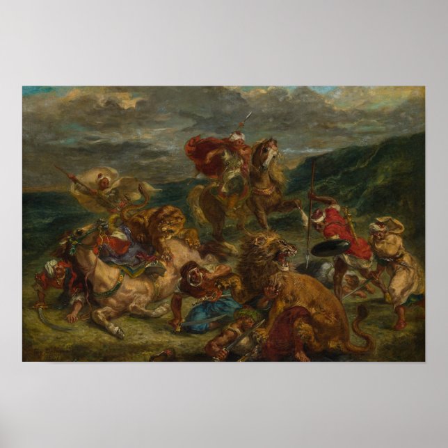 Eugene Delacroix - Lion Hunt Poster (Front)
