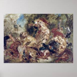 Eugène Delacroix The Lion Hunt Poster