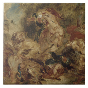 Eugene Delacroix - The Lion Hunt Tile