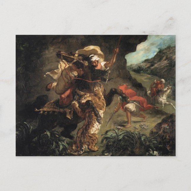 Eugene Delacroix- Tiger Hunt Postcard (Front)