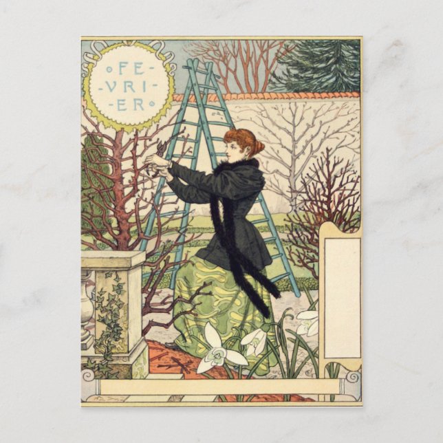 Eugène Grasset février Postcard (Front)