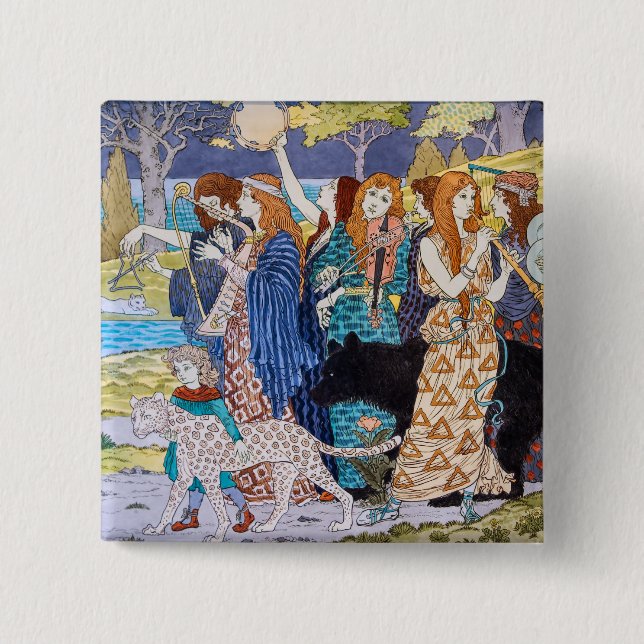 Eugene Grasset - Harmony Decorative Panel 2 Inch Square Button (Front)