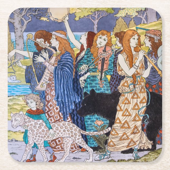 Eugene Grasset - Harmony Decorative Panel Square Paper Coaster (Front)