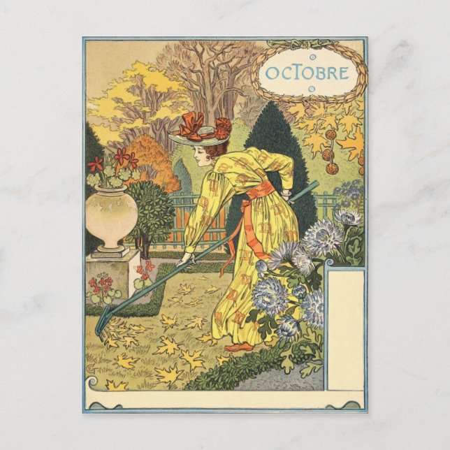Eugène Grasset octobre Postcard (Front)