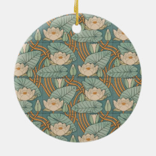 Eugene Grasset Water Lily Lilies Floral Design Ceramic Ornament