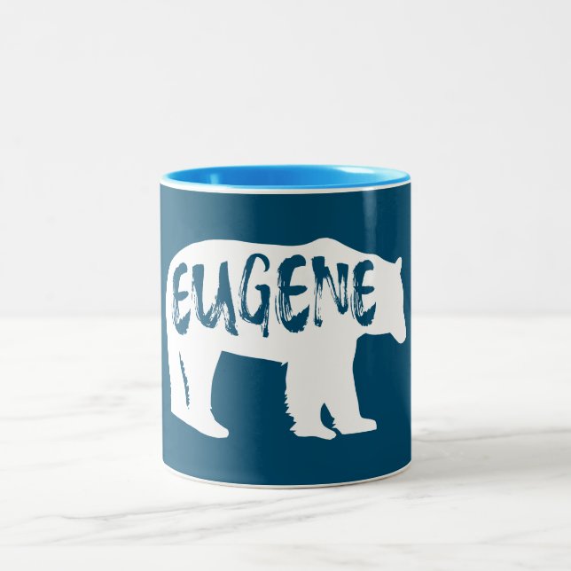 Eugene Oregon Bear Two-Tone Coffee Mug (Center)