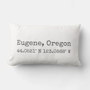 Eugene, Oregon Coordinates Lumbar Pillow