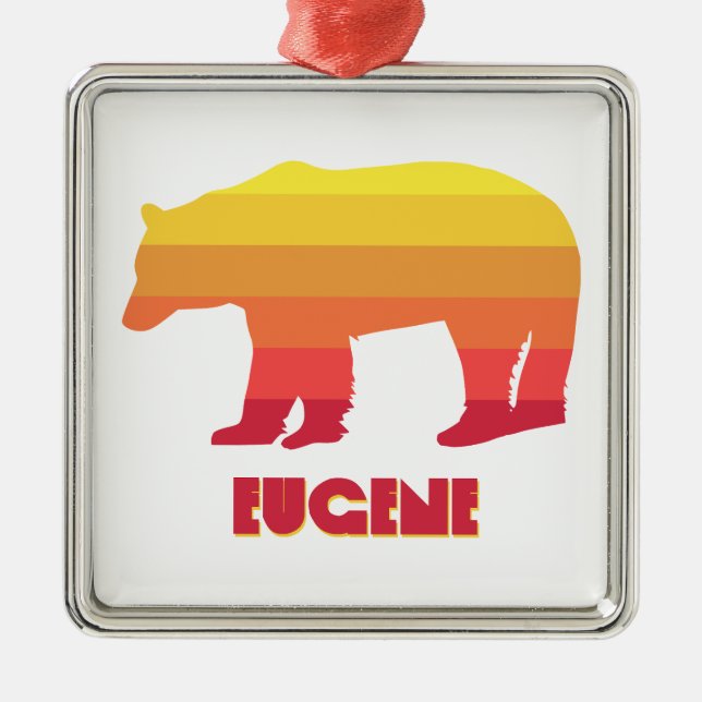 Eugene Oregon Rainbow Bear Metal Ornament (Front)