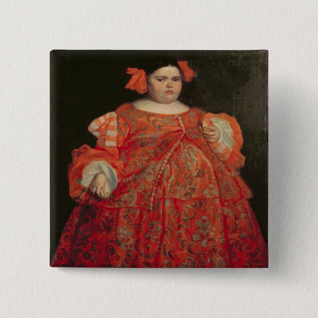 Eugenia Martinez Vallejo, called La Monstrua (oil 2 Inch Square Button (Front)
