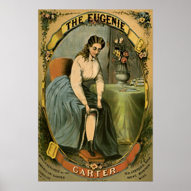 EUGENIE Garter Advertisement c. 1840 Poster (Front)