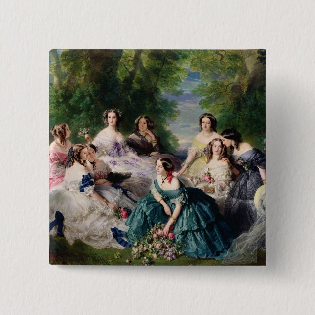 Eugenie Surrounded by her Ladies-in-Waiting 2 Inch Square Button (Front)