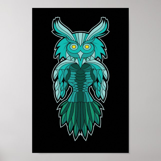 Eule Haida Uhu Mythologie Indianer Krieger Kunst Poster (Front)