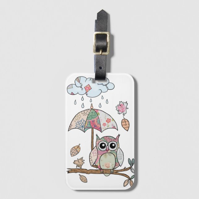 Eule im Regen  Luggage Tag (Front Vertical)