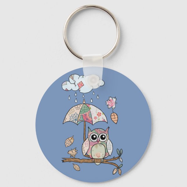 Eule im Regen  Puzzle Keychain (Front)