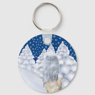 Eule im Schnee Keychain