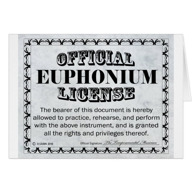 Euphonium License (Front Horizontal)
