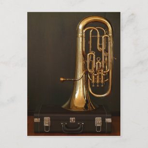 Euphonium musical instrument with notation postcard