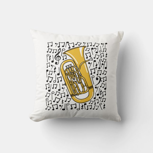 Euphonium Musical Notes Brass Musician Throw Pillow (Front)